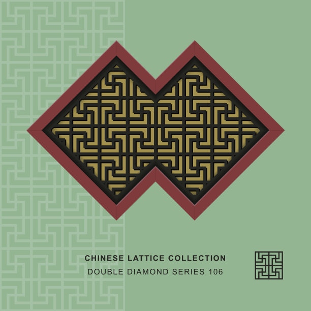 中式窗饰双菱形框106螺旋十字图片下载