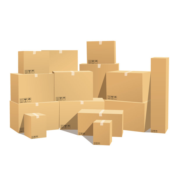 一堆一堆密封的货物纸箱图片下载