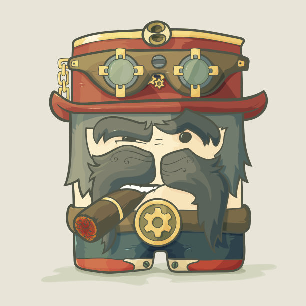 蒸汽朋克飞船驾驶员戴着护目镜和帽子，穿着皮夹克图片下载