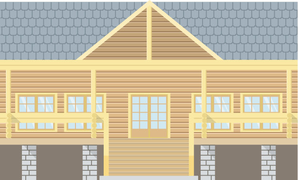 平面设计的原木建筑图片下载