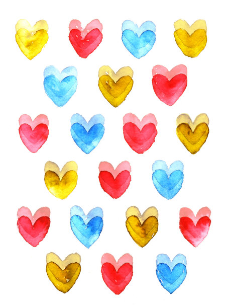 水彩心的背景图片下载