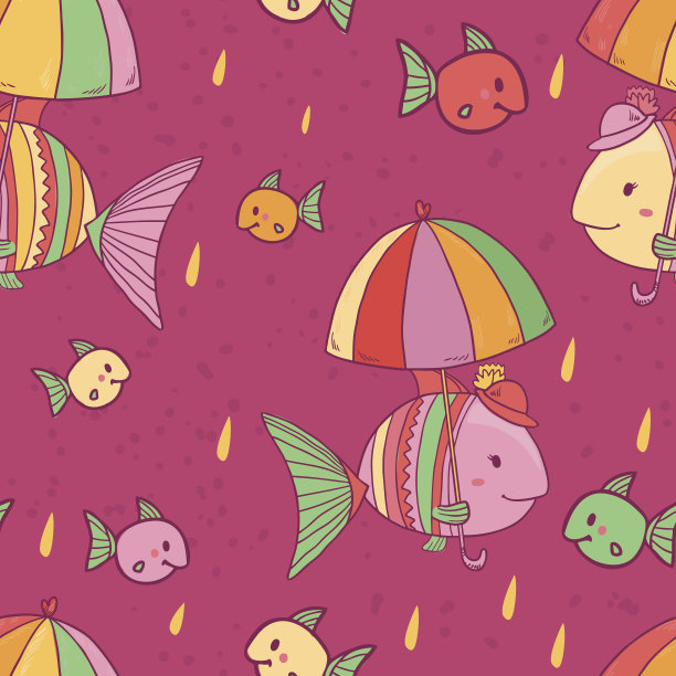 鱼妈妈和她的孩子的模式图片下载