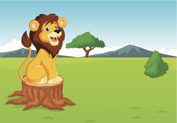 大草原上可爱的狮子卡通图片下载