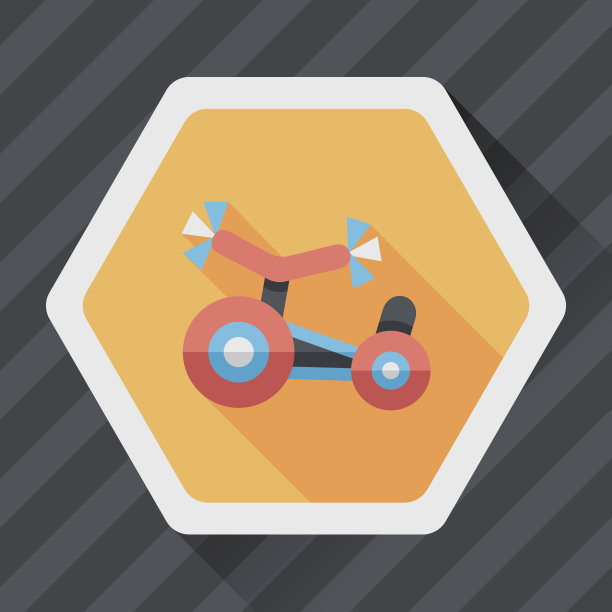 儿童三轮车平面图标与长影子，eps10图片下载
