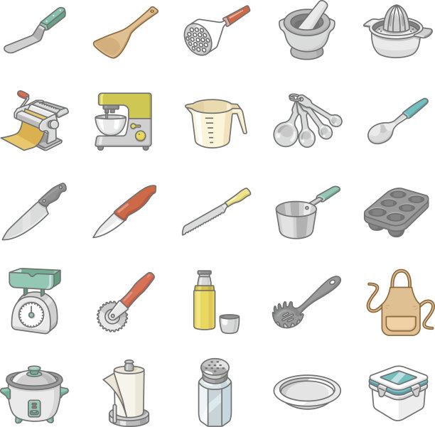 厨房用具II彩色矢量图标图片下载