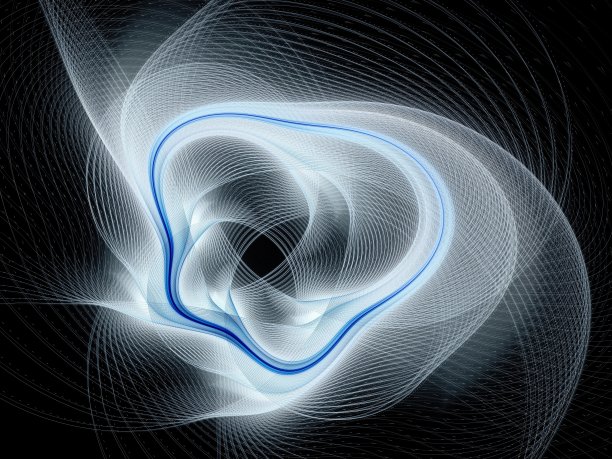 对称的蓝色分形花，数字艺术品图片下载