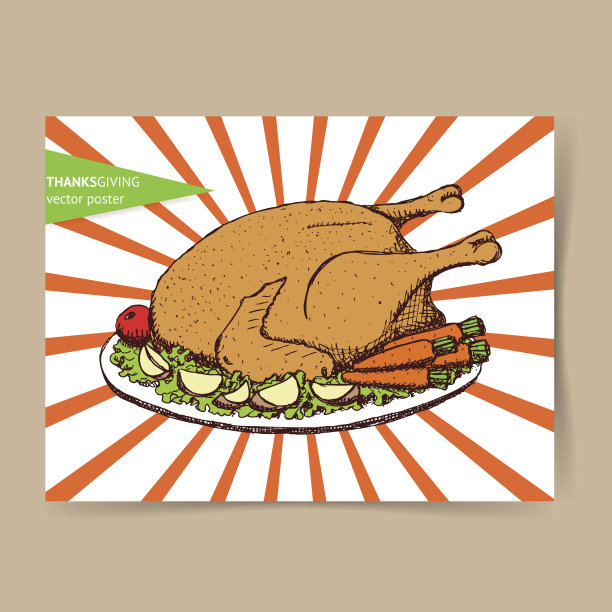 素描烤的火鸡图片下载