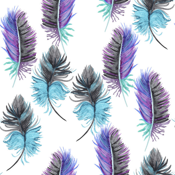 水彩图案与羽毛图片下载