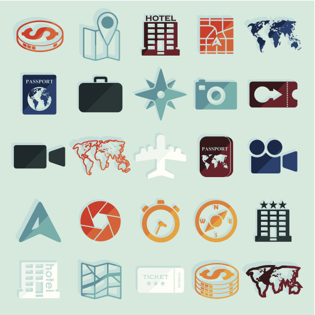 一套夏季旅游图标图片下载