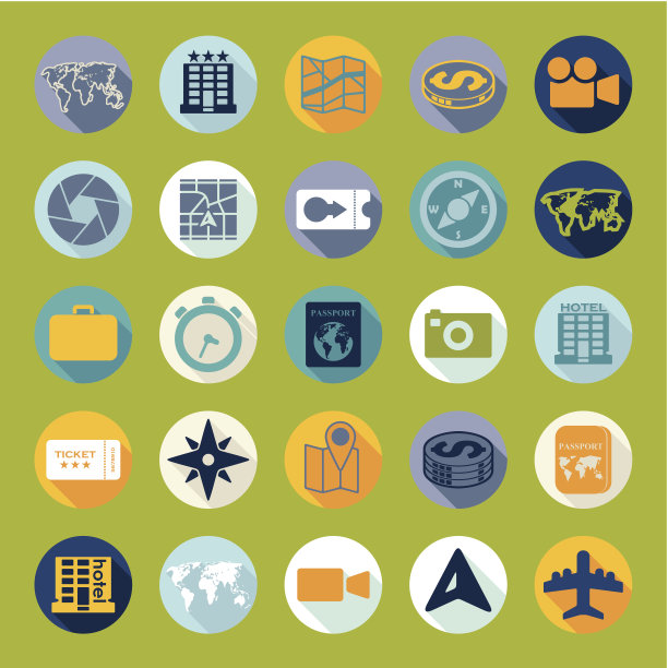 一套夏季旅游图标图片下载