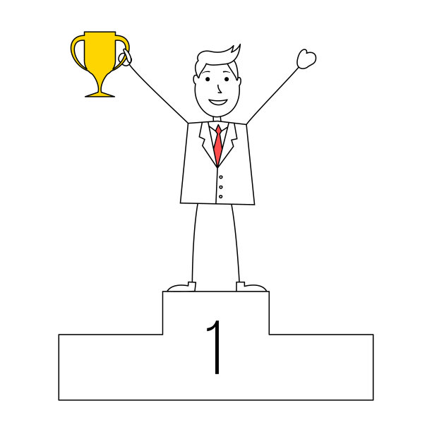 穿着西装拿着奖杯的卡通人物图片下载