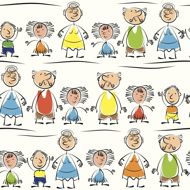 祖母，祖父和孙子无缝模式图片下载