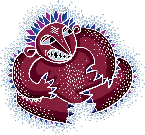 漫画人物，向量有趣的红色外星人怪物。情感表达图片下载