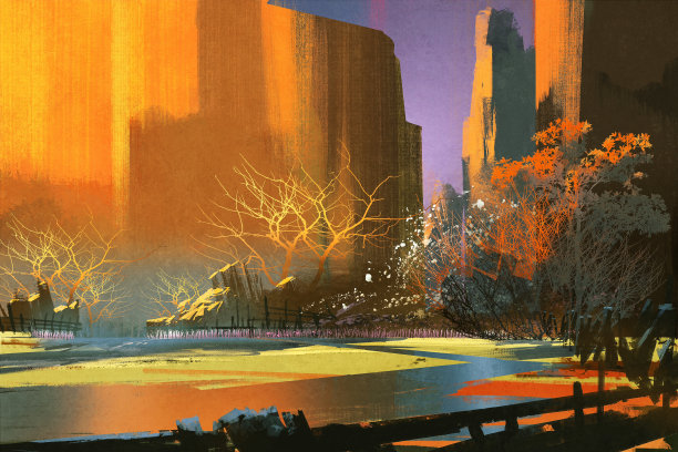 丰富多彩的风景插画艺术图片下载