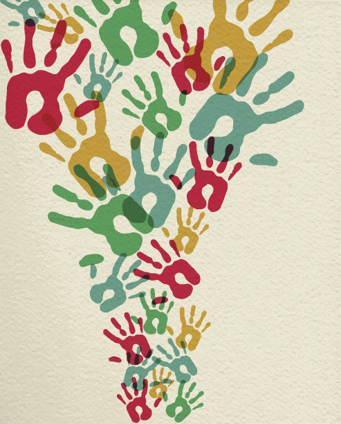 彩色组概念背景与手印图片下载