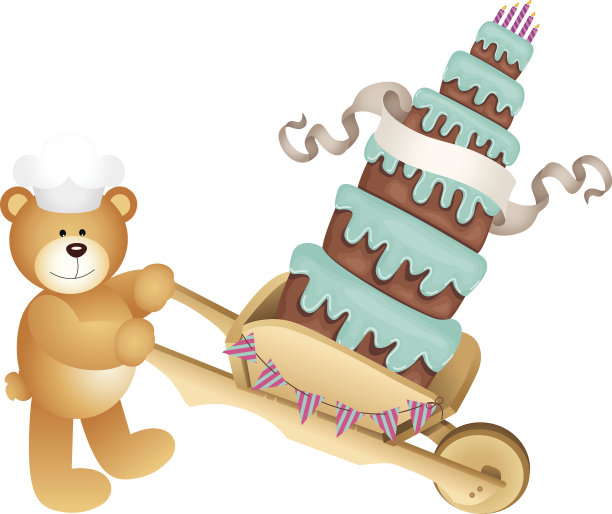 带着生日蛋糕的泰迪熊图片下载
