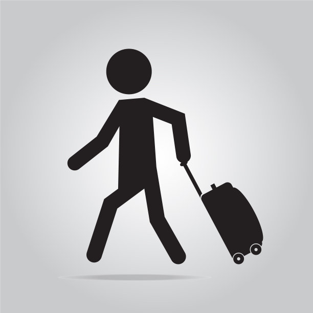 一个男人拉着一个行李插图图片下载