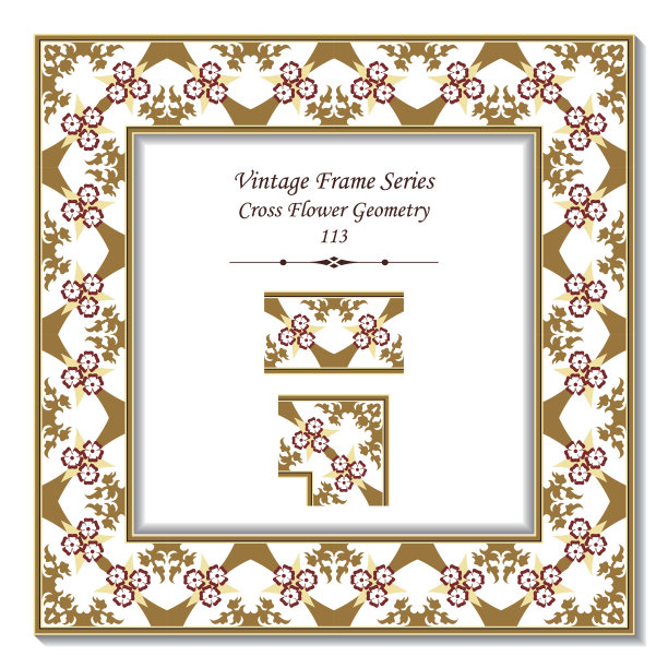 古董3D框架113十字花几何图片下载