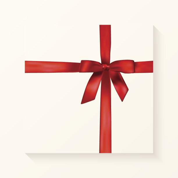 假日背景与现实的亮红色缎子礼品蝴蝶结和图片下载
