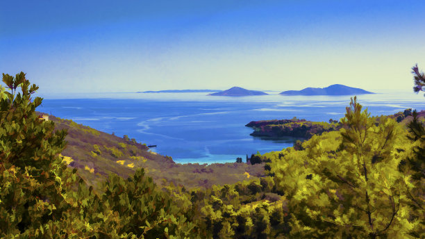 阿隆索斯湾-油画效果图片下载