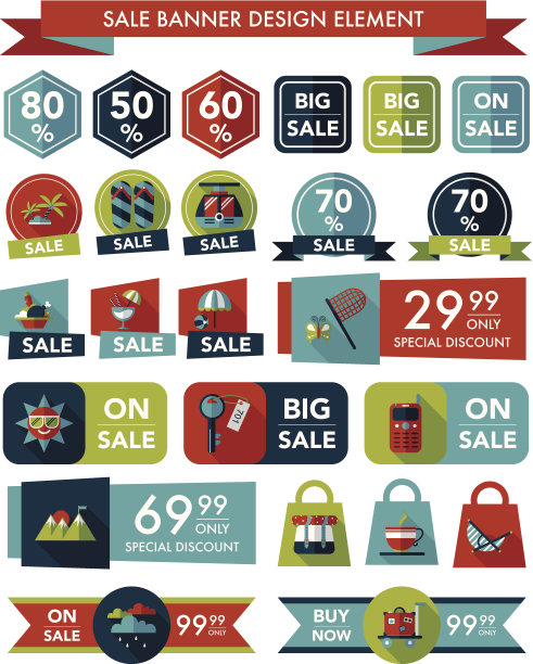 旅游销售横幅设计平面背景设置，eps10图片下载