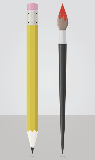 艺术家的画笔和铅笔矢量工具图片下载