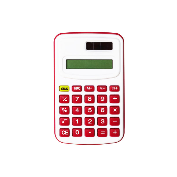 红色计算器孤立在白色背景图片下载
