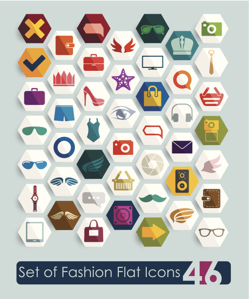 一套时尚平面图标图片下载