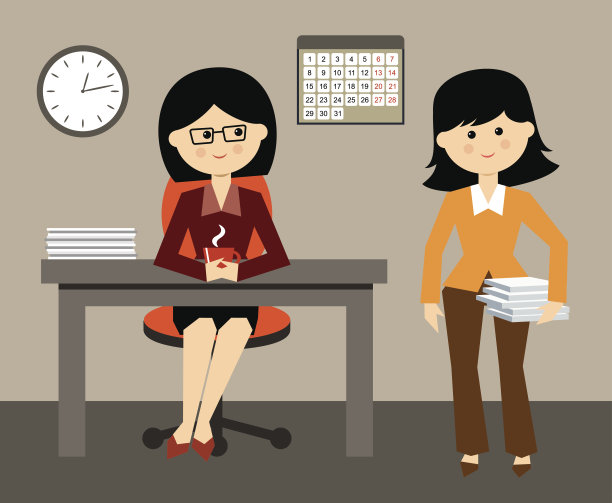 办公室生活。人们采用扁平化的设计风格图片下载