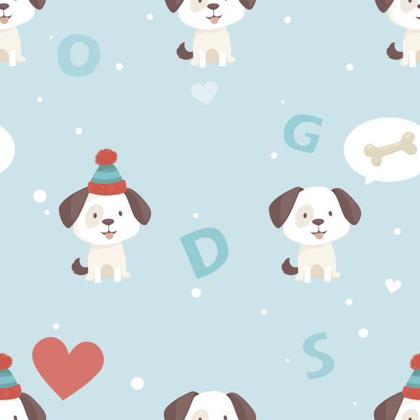 可爱的小狗无缝图案图片下载