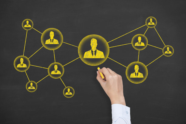 在黑板上绘制交流和连接概念图片下载