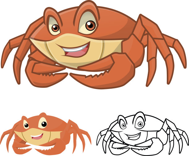 高品质的螃蟹卡通人物图片下载