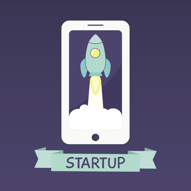 发射概念与飞船在智能手机图片下载