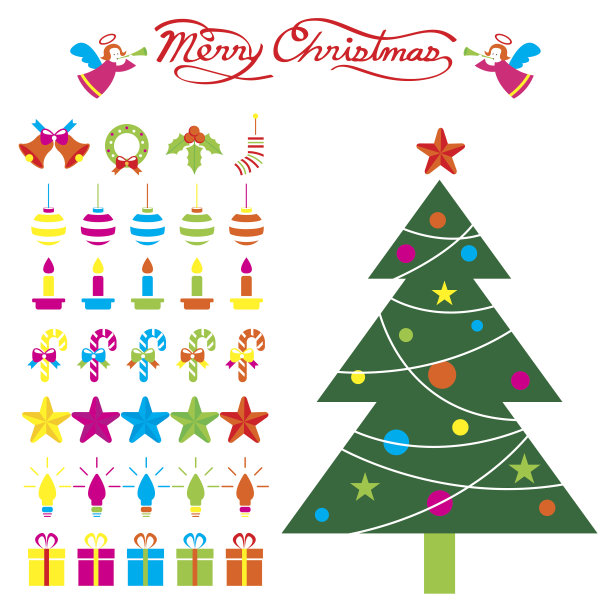 圣诞树和装饰物品图片下载