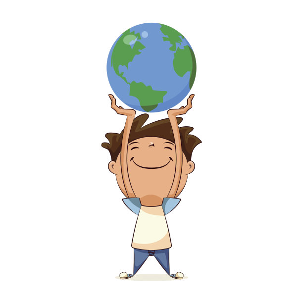 孩子抱着地球图片下载