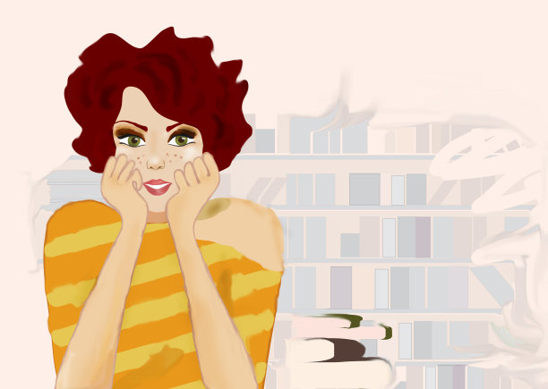 书店或图书馆里的女孩图片下载