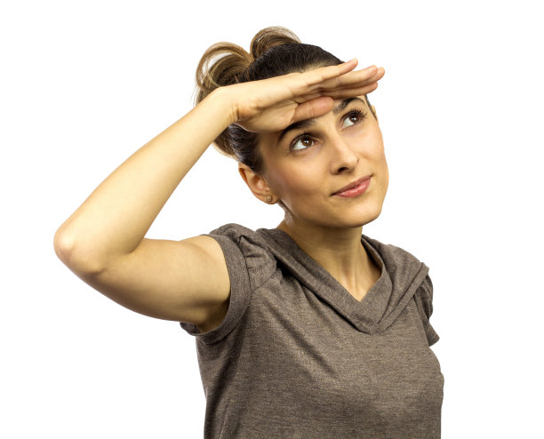 手扶额头向上看的美丽女人图片下载