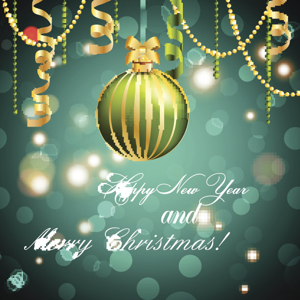 带丝带的圣诞舞会。闪光和散景。闪亮发光。图片下载