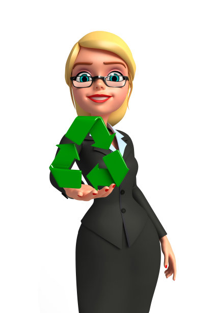 年轻的商业女性与回收标志图片下载