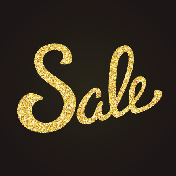 销售黄金闪光手写黑色背景贺卡图片下载
