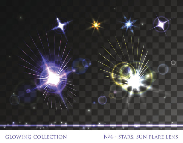 闪闪发光的星星，发光的逼真的光晕镜头图片下载