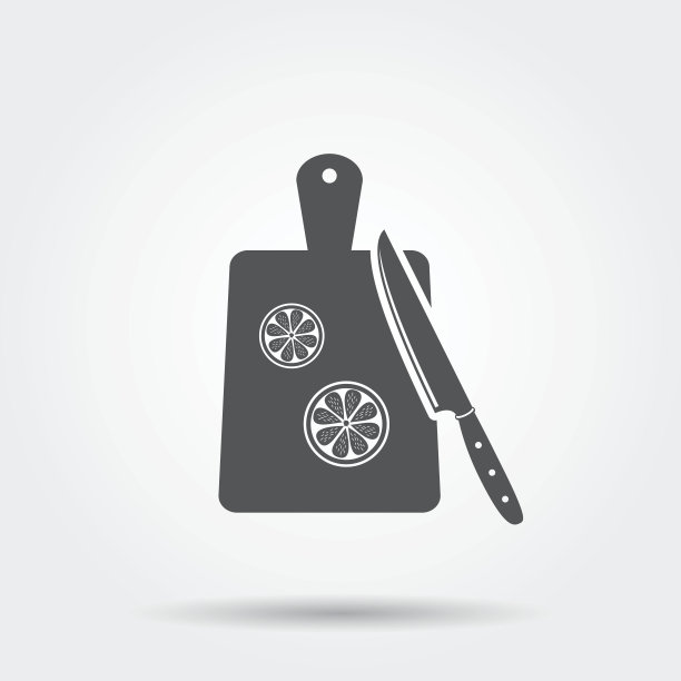 切菜板和刀的矢量图标图片下载