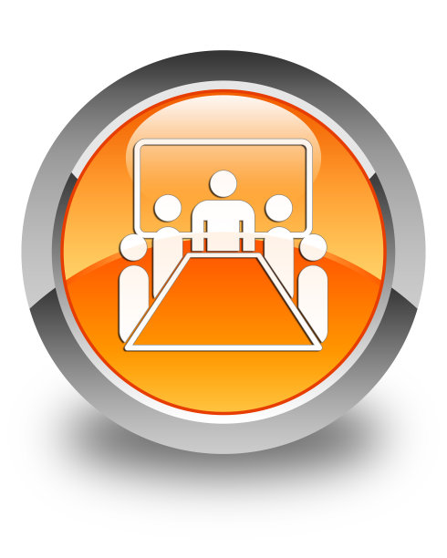 会议室图标亮橙色圆形按钮图片下载