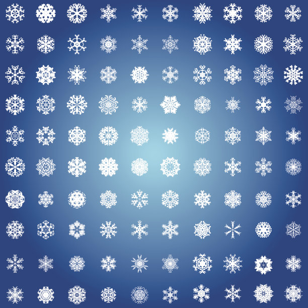 雪花图标，冬季主题，不同形状的冬季雪花素材图片