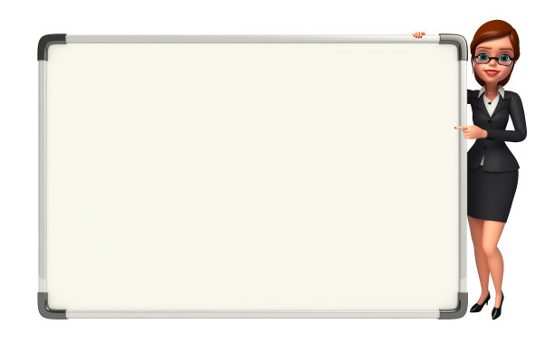 年轻的商业女性与展示板图片下载