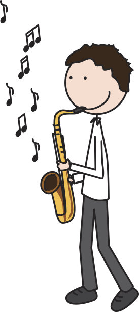 快乐的孩子在吹萨克斯图片下载