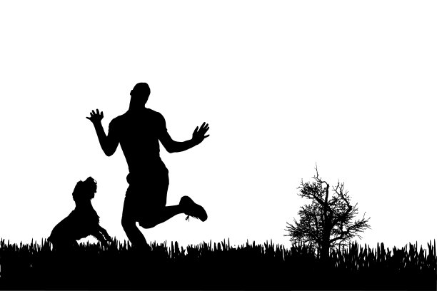 人与狗的剪影。图片下载