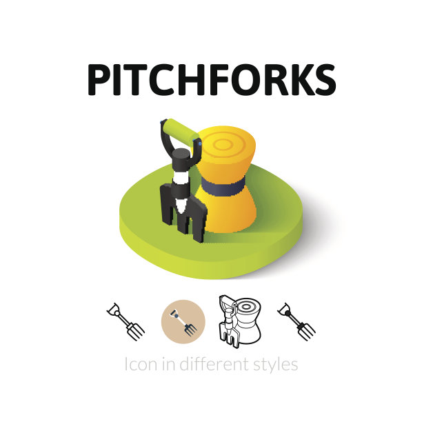 干草叉图标在不同的风格图片下载