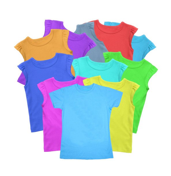 许多t恤彩色孤立在白色上图片下载