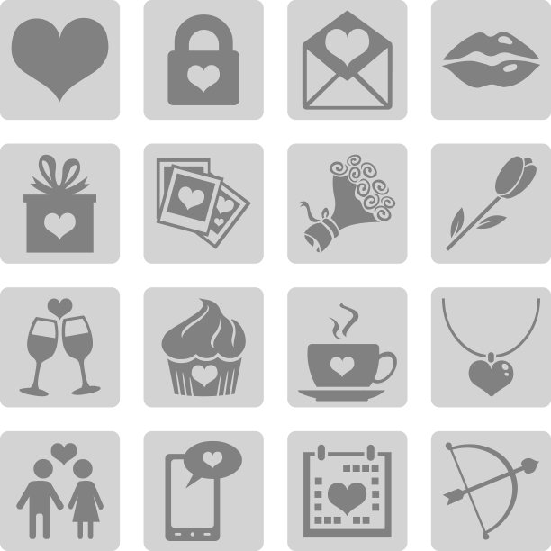 矢量设置的图标为情人节图片下载